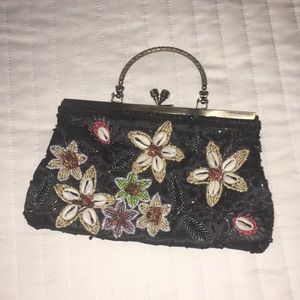 Vintage beaded shell clutch